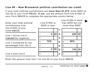 Form 5004-D Worksheet NB428 New Brunswick - Large Print - Canada, Page 13