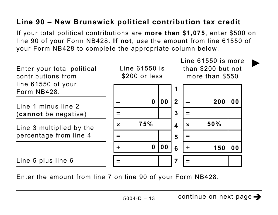 Form 5004-D Worksheet NB428 New Brunswick - Large Print - Canada, Page 13