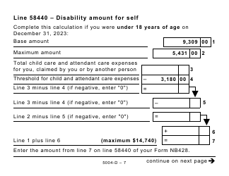 Form 5004-D Worksheet NB428 New Brunswick - Large Print - Canada, Page 7