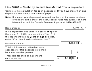 Form 5004-D Worksheet NB428 New Brunswick - Large Print - Canada, Page 8