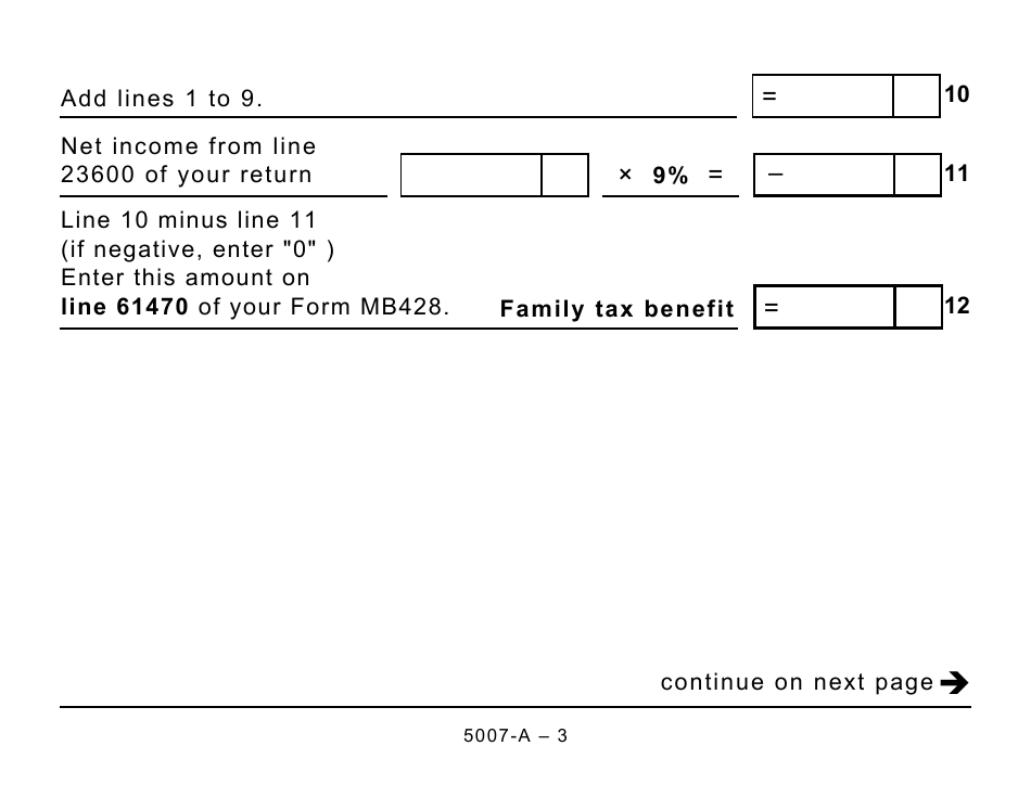Form 5007-A Schedule MB428-A Manitoba Family Tax Benefit - Large Print - Canada, Page 3