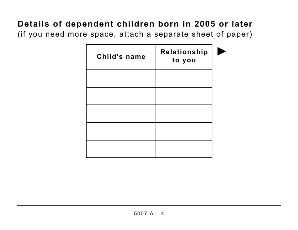 Form 5007-A Schedule MB428-A Manitoba Family Tax Benefit - Large Print - Canada, Page 4