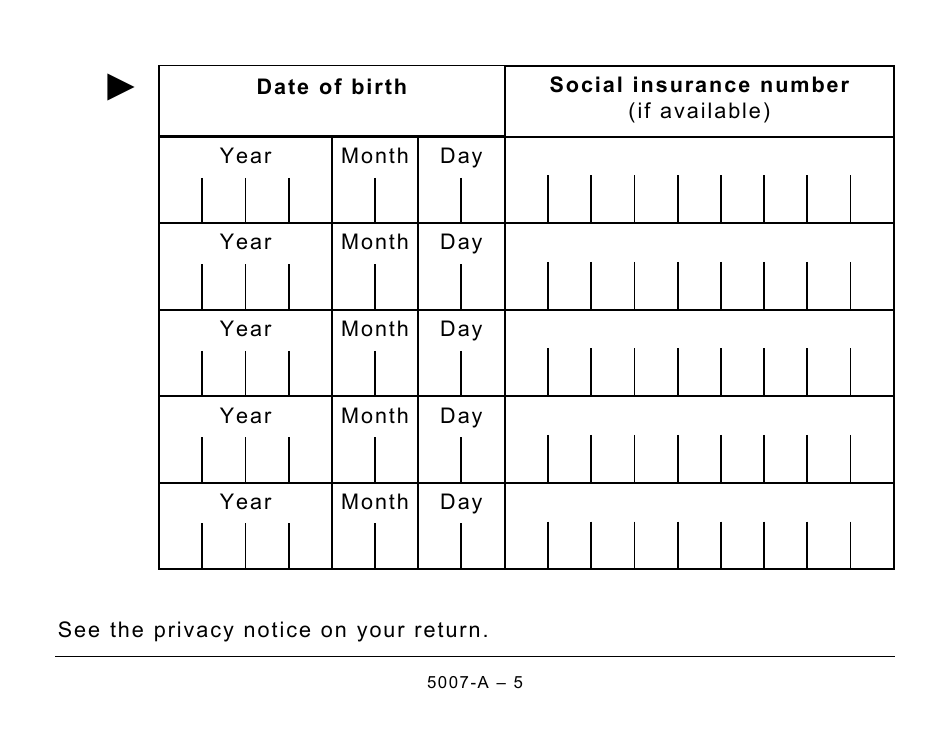Form 5007-A Schedule MB428-A Manitoba Family Tax Benefit - Large Print - Canada, Page 5