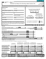 Form T1159 Income Tax Return for Electing Under Section 216 - Canada