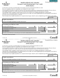 Document preview: Form T1129 Newfoundland and Labrador Research and Development Tax Credit (Individuals) - Canada
