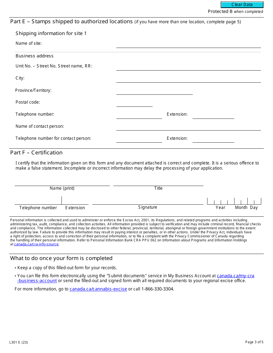 Form L301 Download Fillable PDF or Fill Online Registration for ...