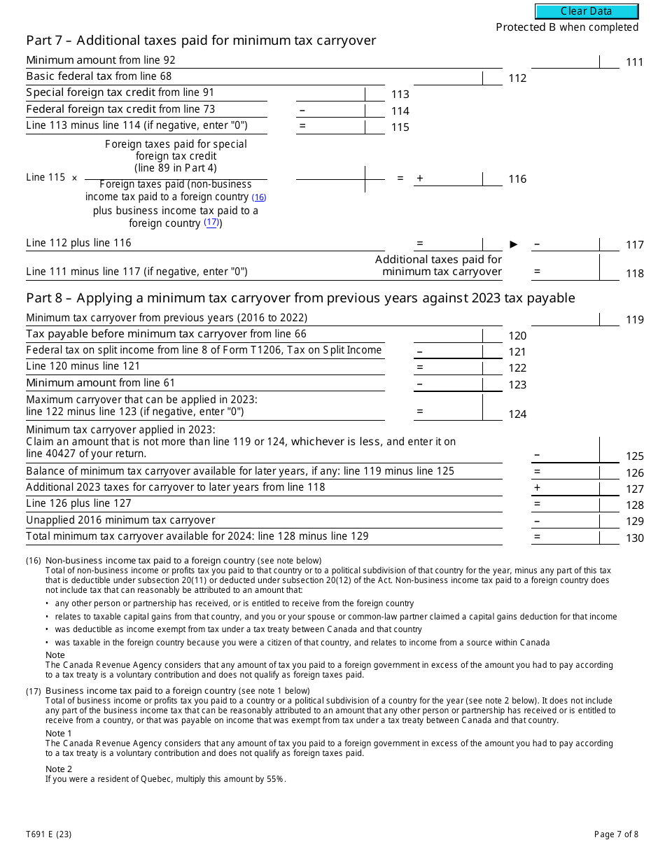 Form T691 Alternative Minimum Tax - Canada, Page 7