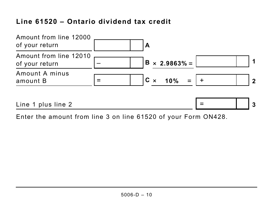 Form 5006-D Worksheet ON428 Ontario - Large Print - Canada, Page 10