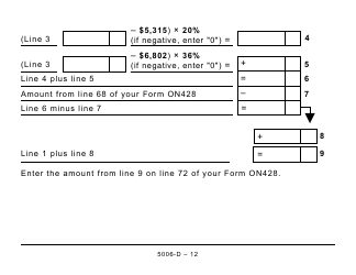 Form 5006-D Worksheet ON428 Ontario - Large Print - Canada, Page 12