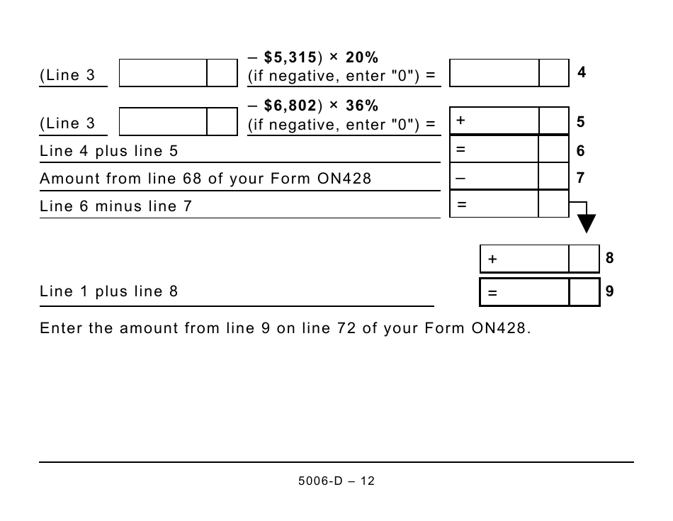 Form 5006-D Worksheet ON428 Ontario - Large Print - Canada, Page 12