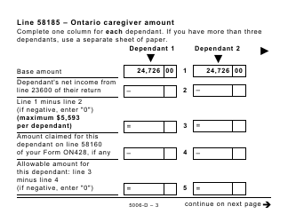 Form 5006-D Worksheet ON428 Ontario - Large Print - Canada, Page 3