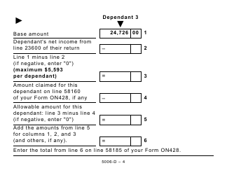 Form 5006-D Worksheet ON428 Ontario - Large Print - Canada, Page 4