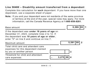 Form 5006-D Worksheet ON428 Ontario - Large Print - Canada, Page 6