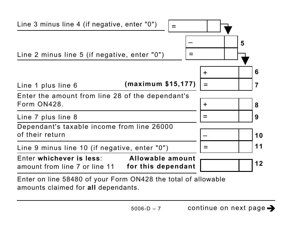 Form 5006-D Worksheet ON428 Ontario - Large Print - Canada, Page 7