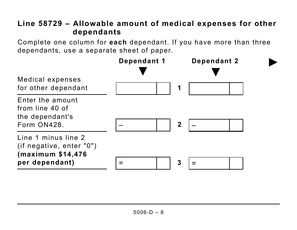 Form 5006-D Worksheet ON428 Ontario - Large Print - Canada, Page 8