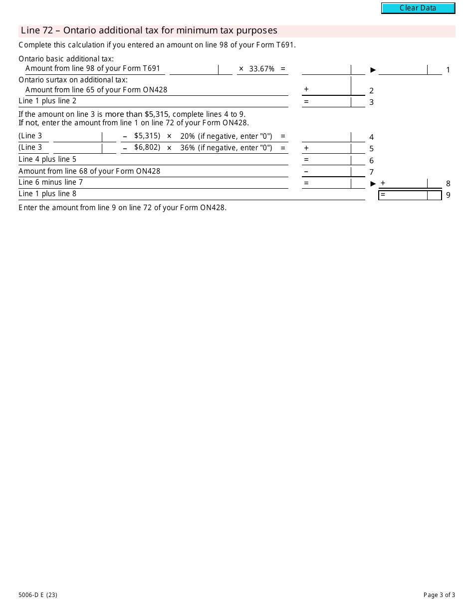 Form 5006-D Worksheet ON428 Ontario - Canada, Page 3