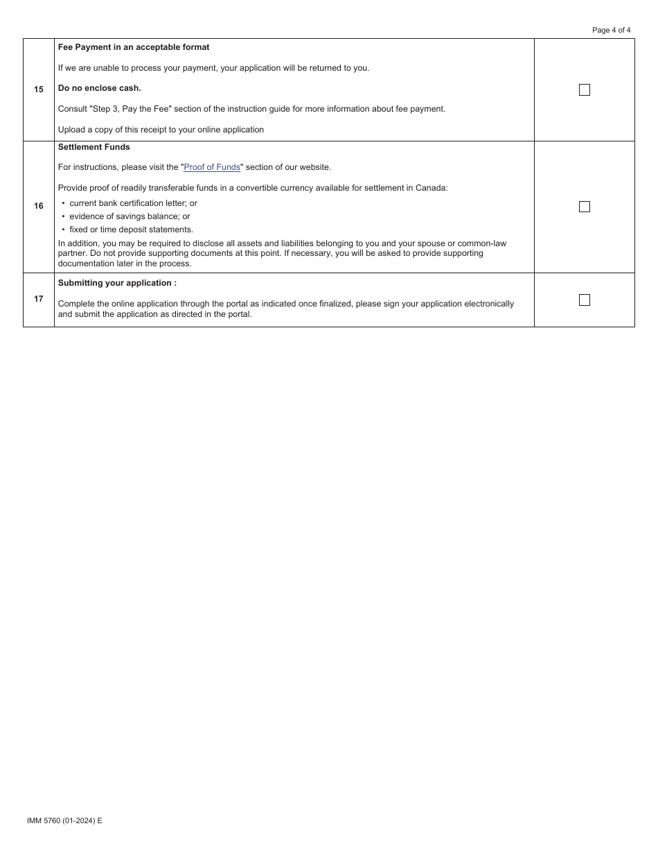 Form IMM5760 Document Checklist: Permanent Residence - Start-Up Business Class - Canada, Page 4