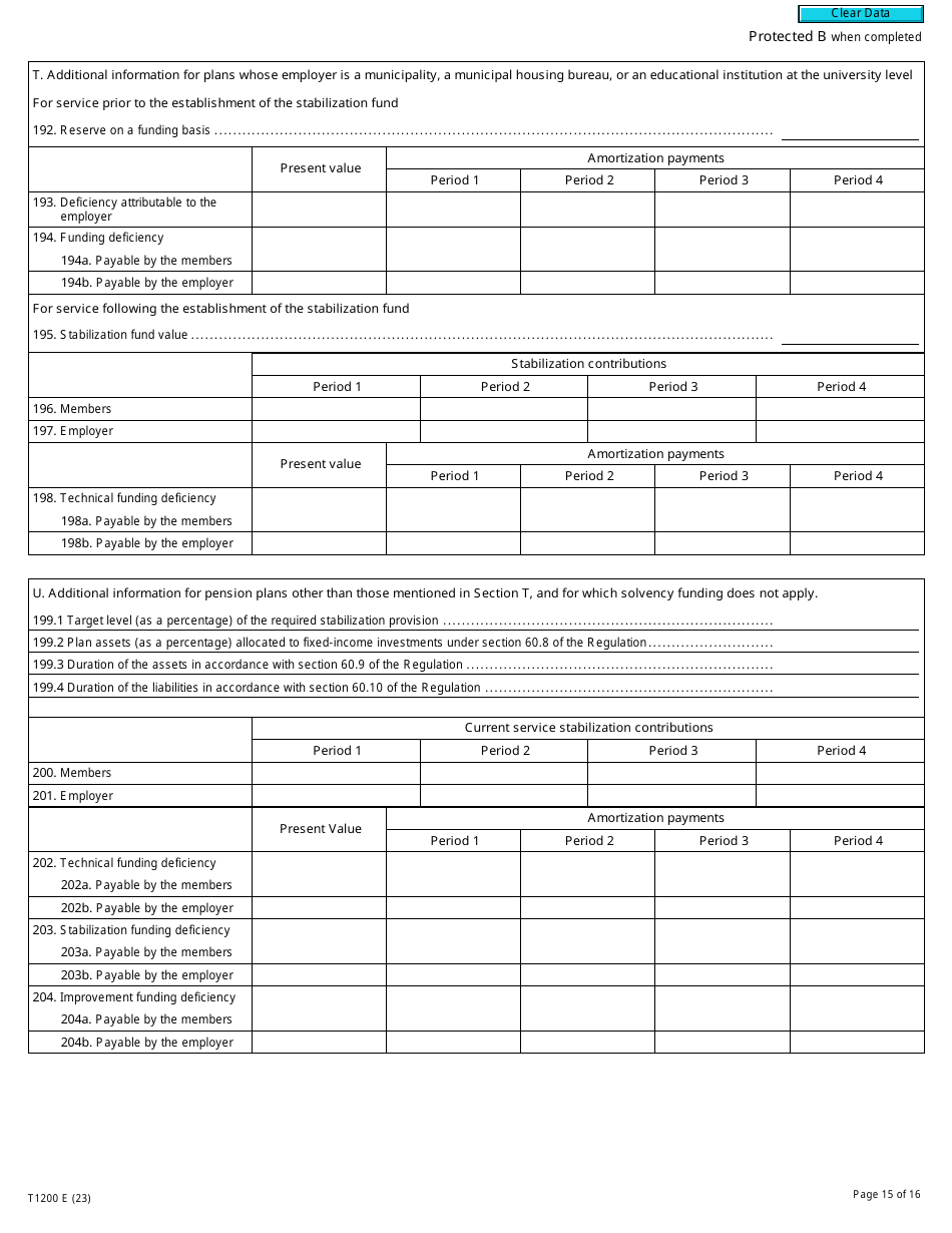 Form T1200 Actuarial Information Summary - Canada, Page 15