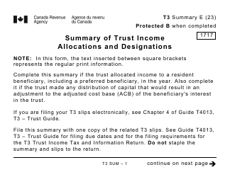Document preview: Form T3SUM Summary of Trust Income Allocations and Designations - Large Print - Canada