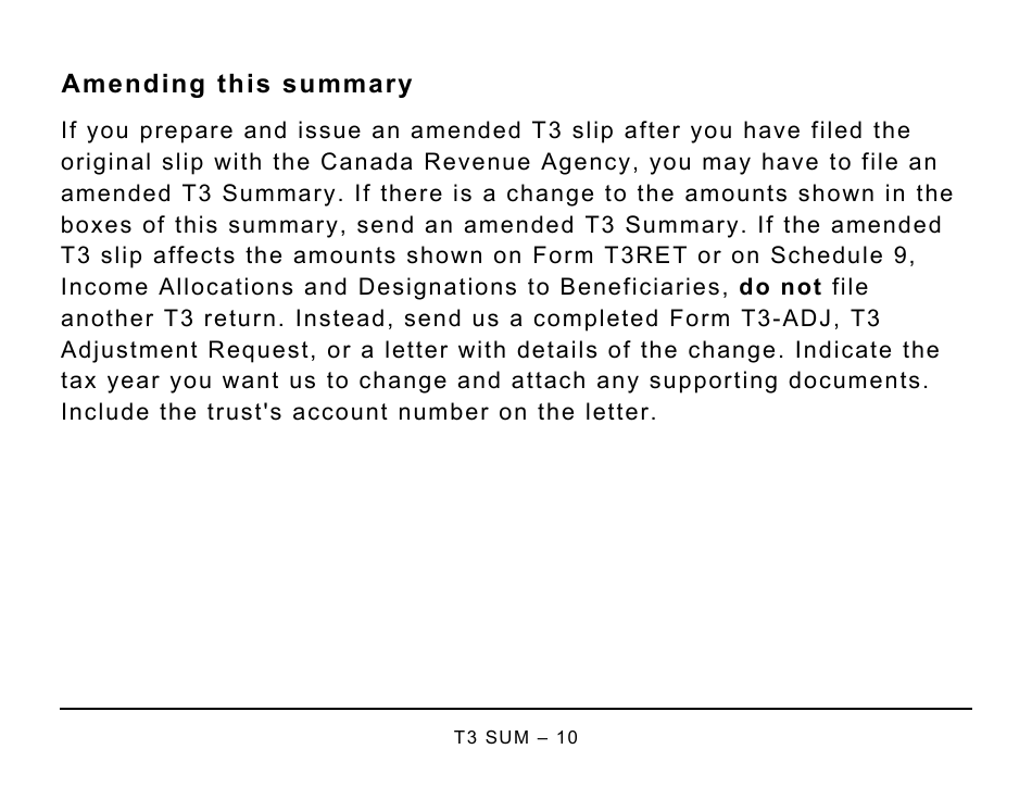 Form T3SUM Summary of Trust Income Allocations and Designations - Large Print - Canada, Page 10