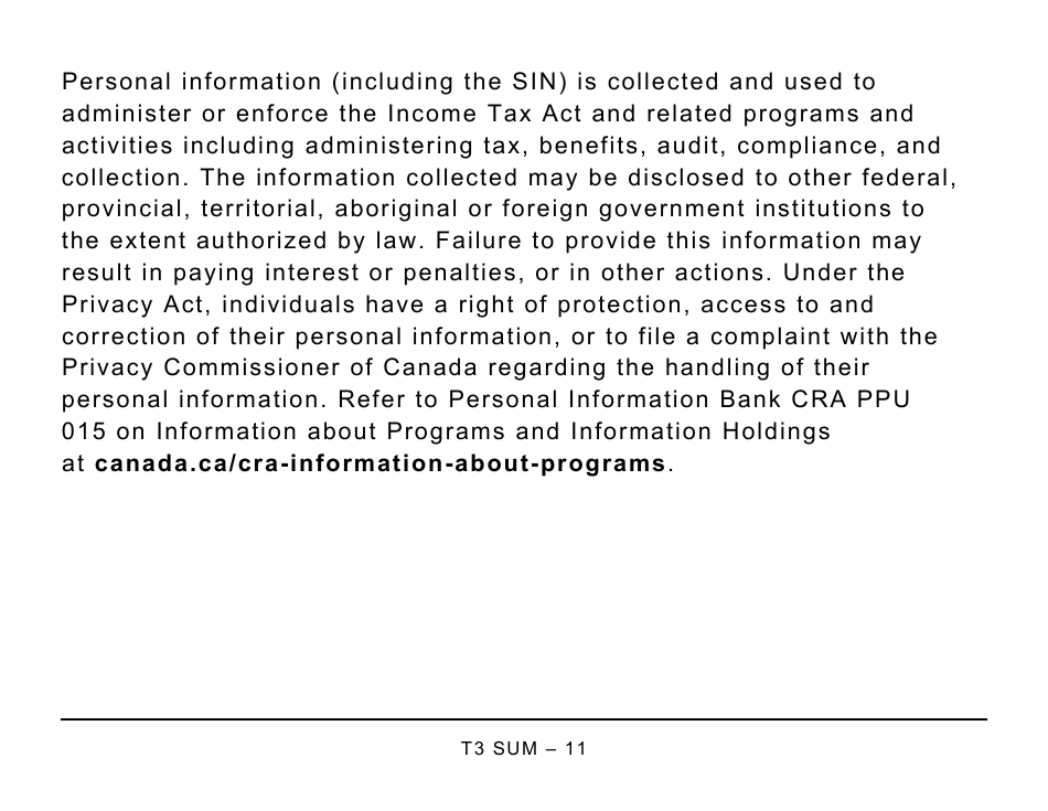 Form T3SUM Summary of Trust Income Allocations and Designations - Large Print - Canada, Page 11