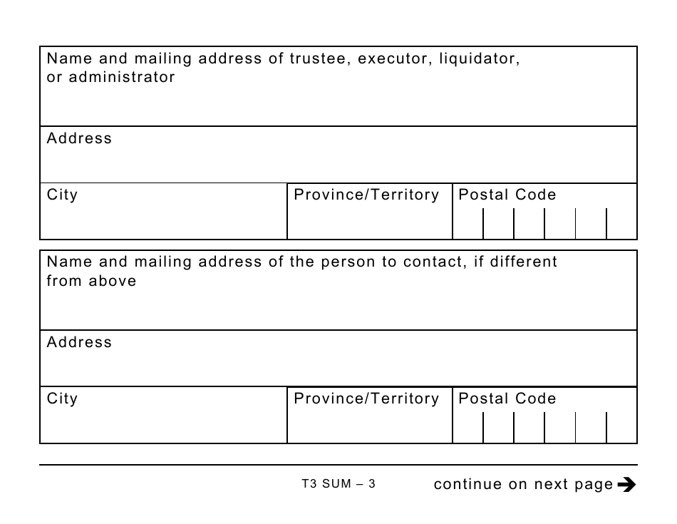 Form T3SUM Summary of Trust Income Allocations and Designations - Large Print - Canada, Page 3