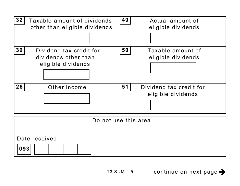 Form T3SUM Summary of Trust Income Allocations and Designations - Large Print - Canada, Page 5