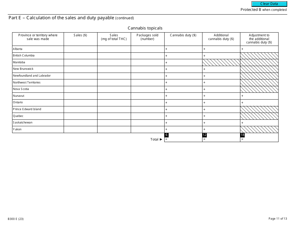 Form B300 Cannabis Duty and Information Return - Canada, Page 11