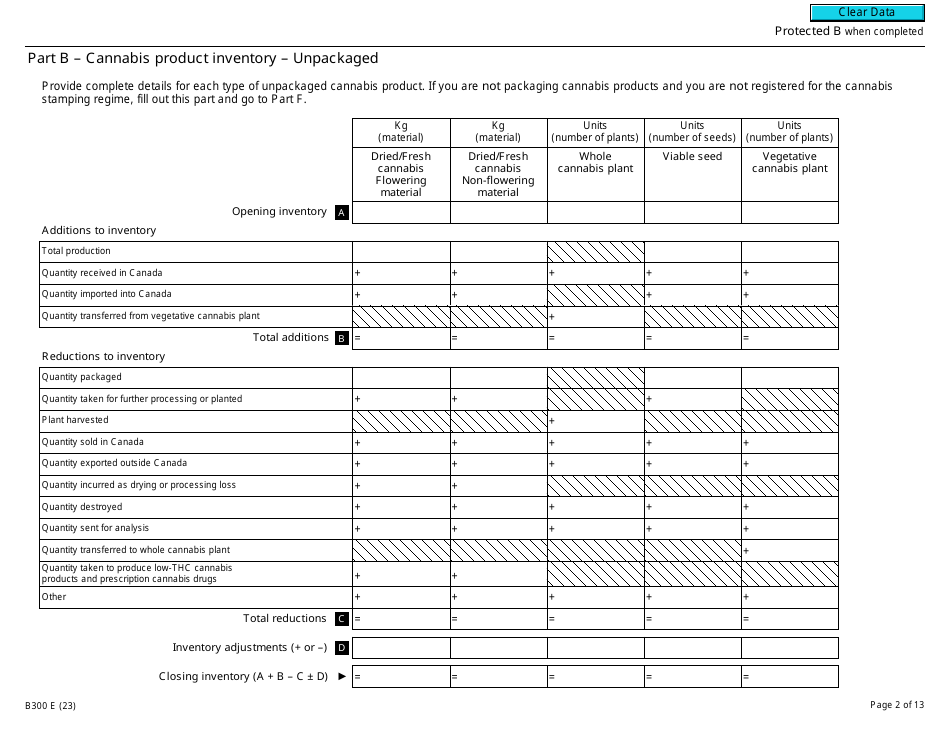 Form B300 Cannabis Duty and Information Return - Canada, Page 2