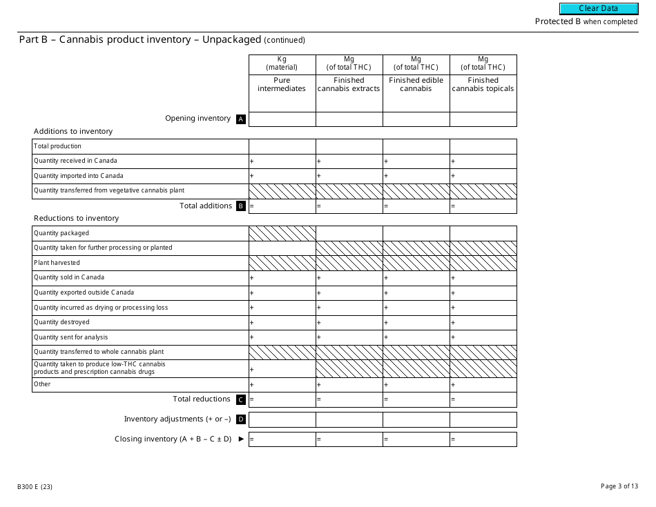 Form B300 Cannabis Duty and Information Return - Canada, Page 3
