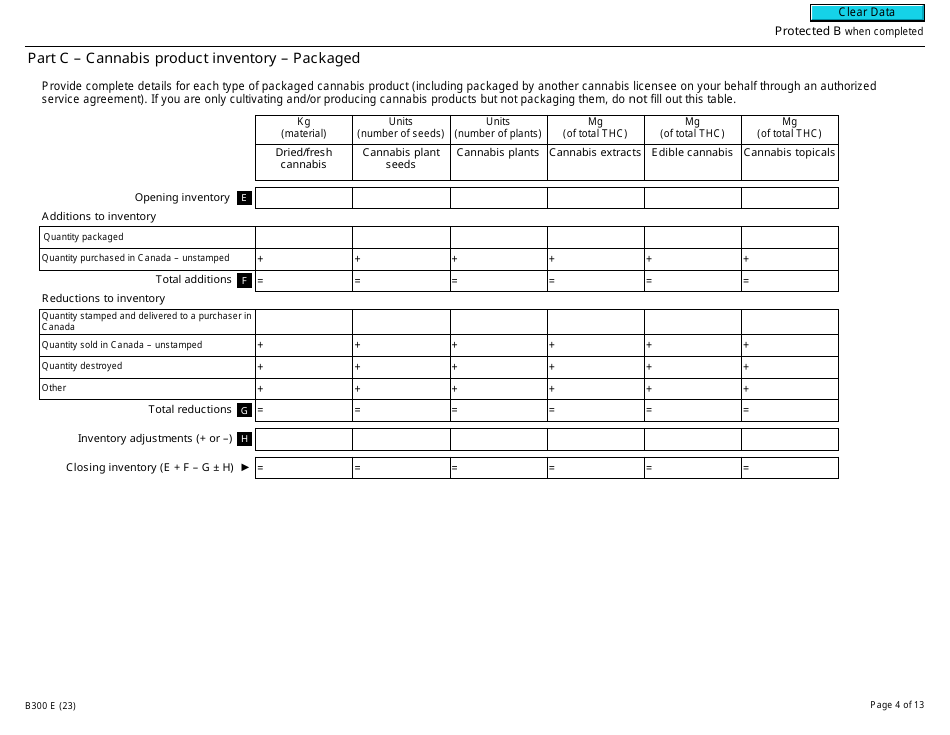 Form B300 Cannabis Duty and Information Return - Canada, Page 4