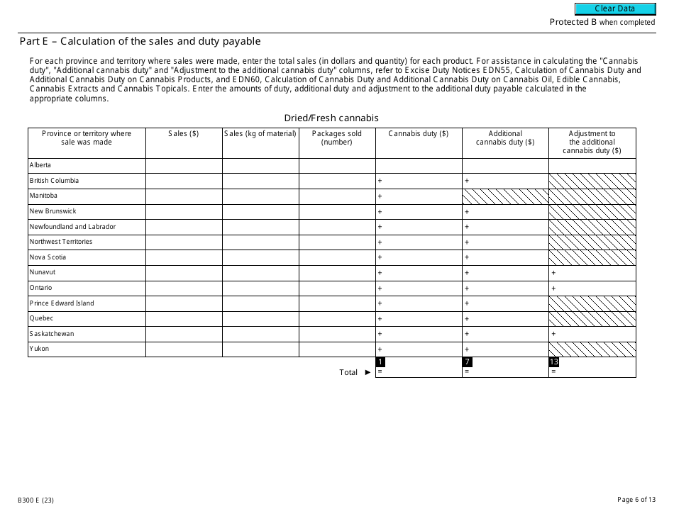 Form B300 Cannabis Duty and Information Return - Canada, Page 6