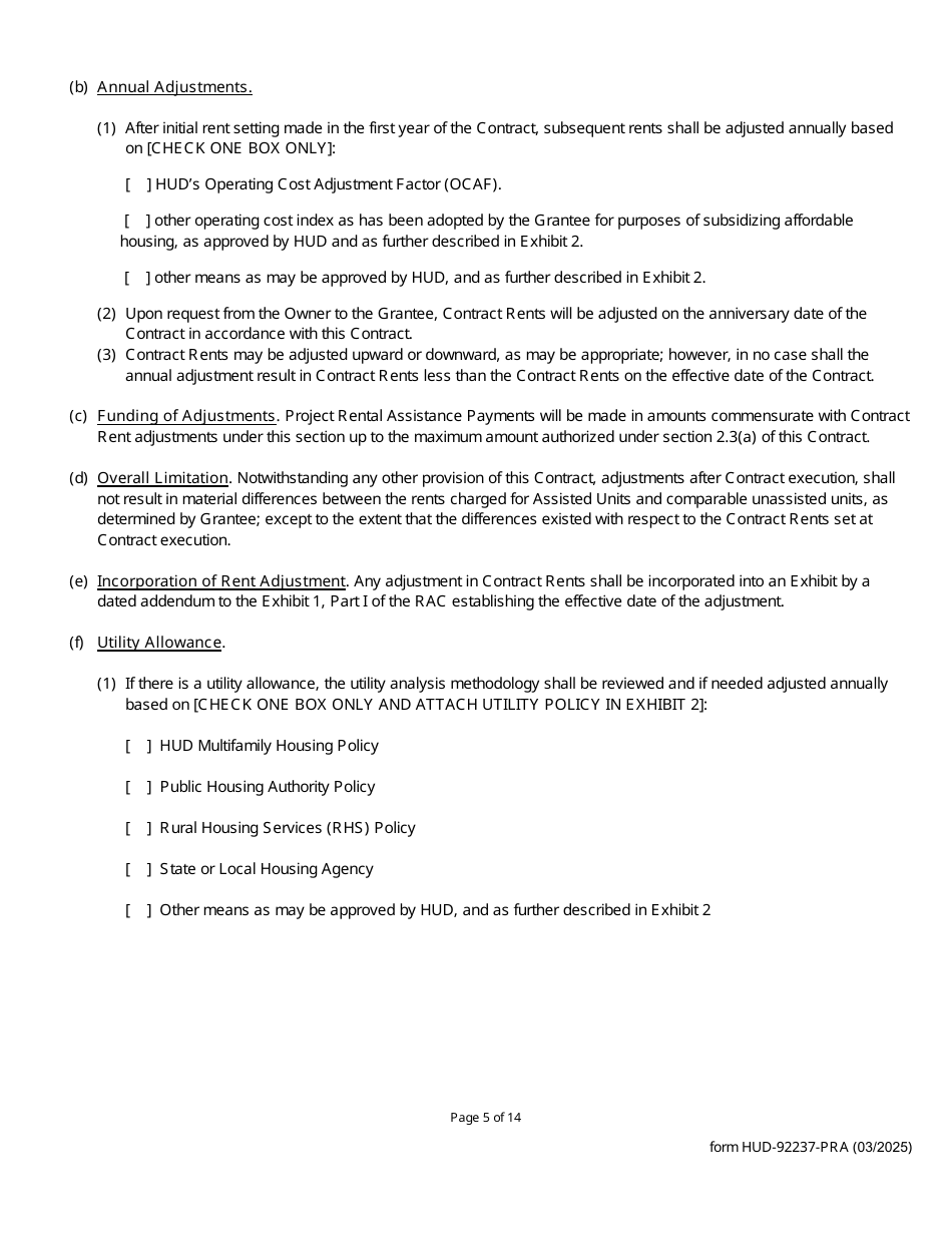Form HUD-92237-PRA Part II Rental Assistance Contract - Section 811 Project Rental Assistance (Pra), Page 5