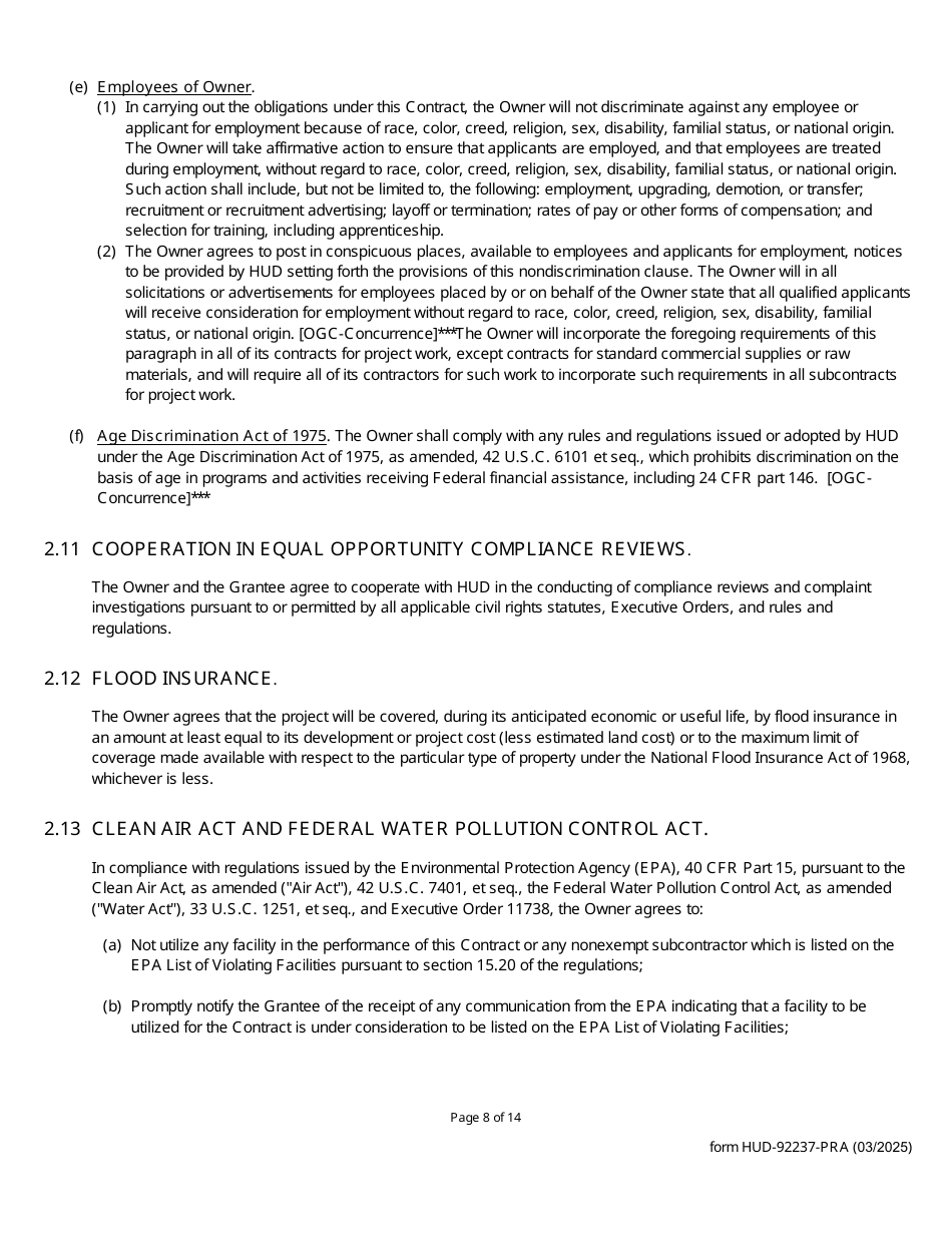 Form HUD-92237-PRA Part II Rental Assistance Contract - Section 811 Project Rental Assistance (Pra), Page 8
