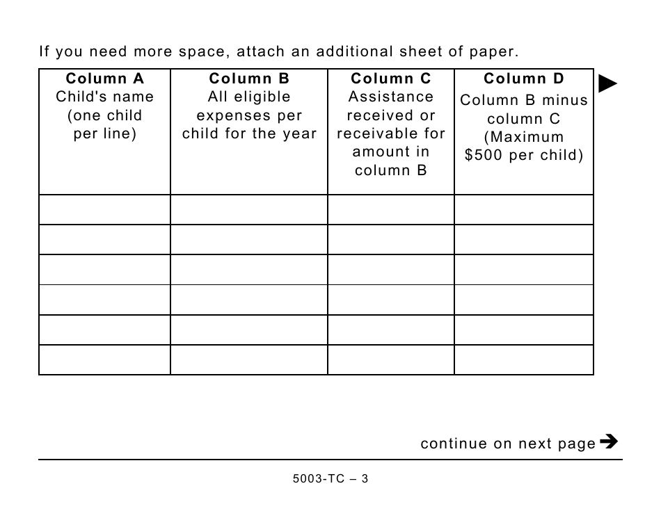 Form 5003-TC (NS479) Nova Scotia Credits - Large Print - Canada, Page 3