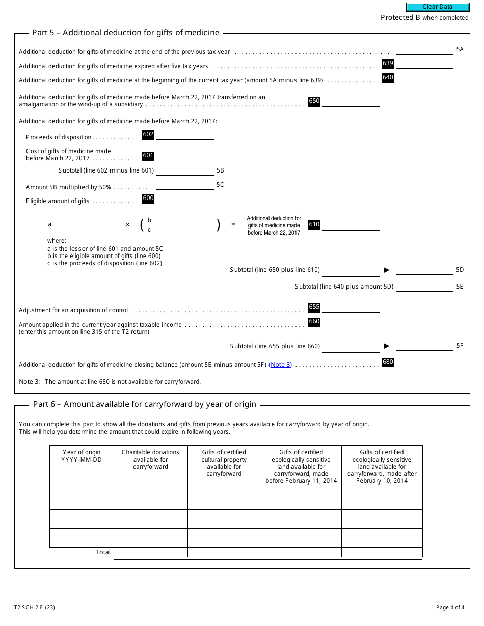 Form T2 Schedule 2 Charitable Donations and Gifts (2023 and Later Tax Years) - Canada, Page 4