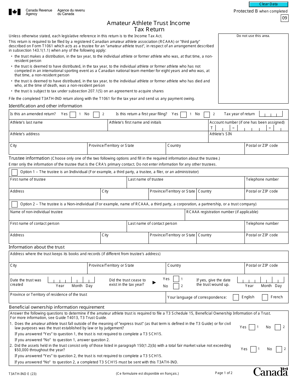 Form T3ATH-IND - Fill Out, Sign Online and Download Fillable PDF ...