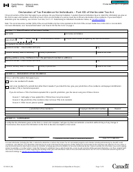 Form RC520 Declaration of Tax Residence for Individuals - Part Xix of the Income Tax Act - Canada