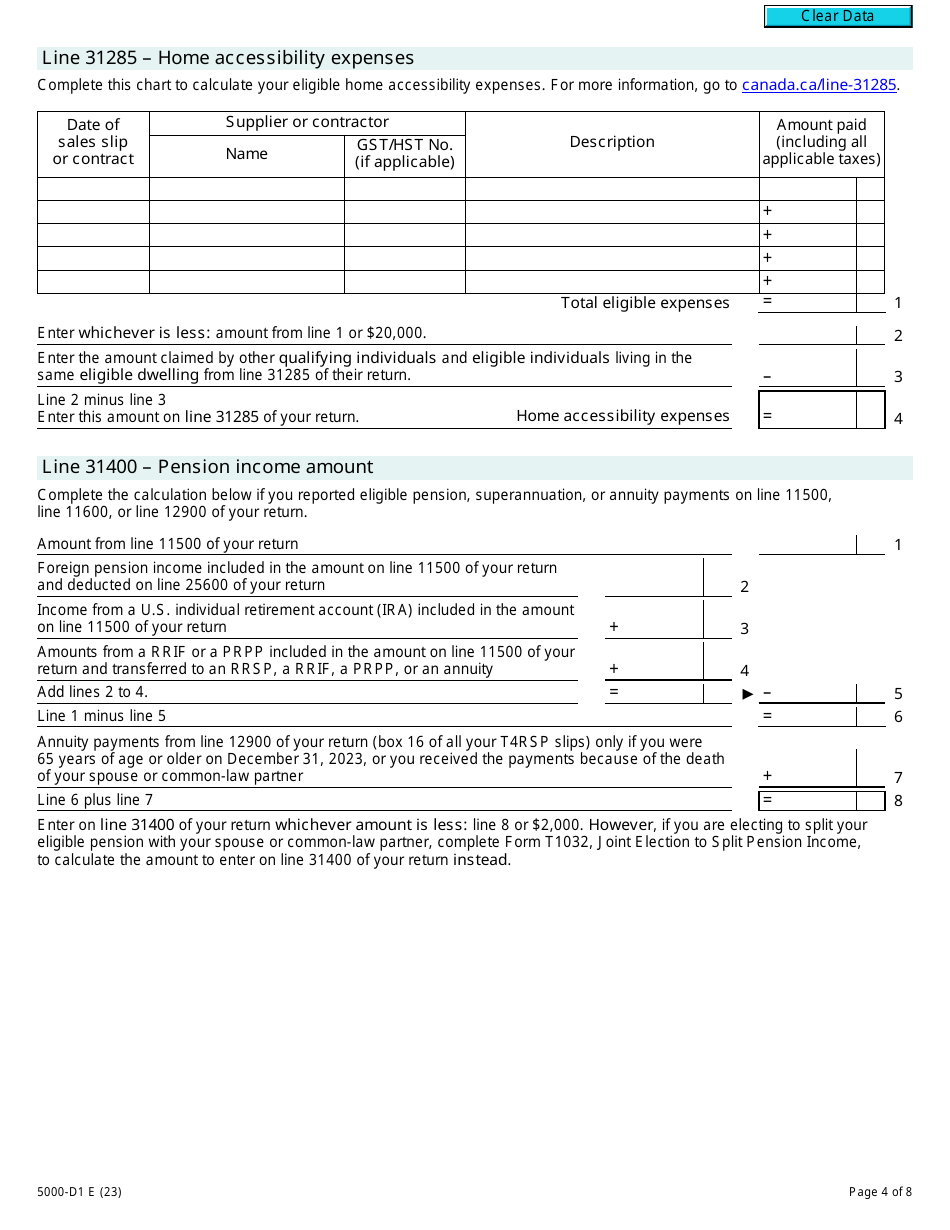 Form 5000-D1 Federal Worksheet - Canada, Page 4