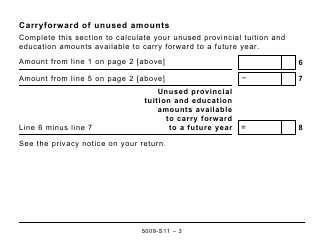 Form 5009-S11 Schedule AB(S11) Alberta Tuition and Education Amounts - Large Print - Canada, Page 3