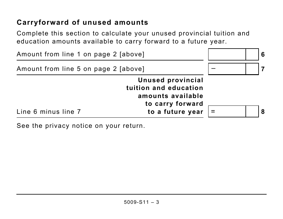 Form 5009-S11 Schedule AB(S11) Alberta Tuition and Education Amounts - Large Print - Canada, Page 3