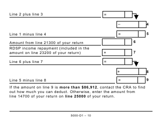 Form 5000-D1 Federal Worksheet - Large Print - Canada, Page 10