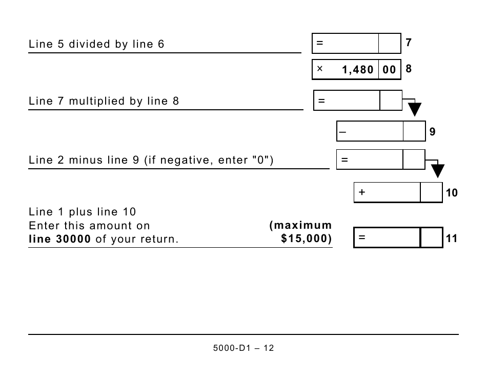 Form 5000-D1 Federal Worksheet - Large Print - Canada, Page 12