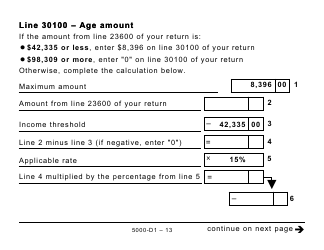 Form 5000-D1 Federal Worksheet - Large Print - Canada, Page 13