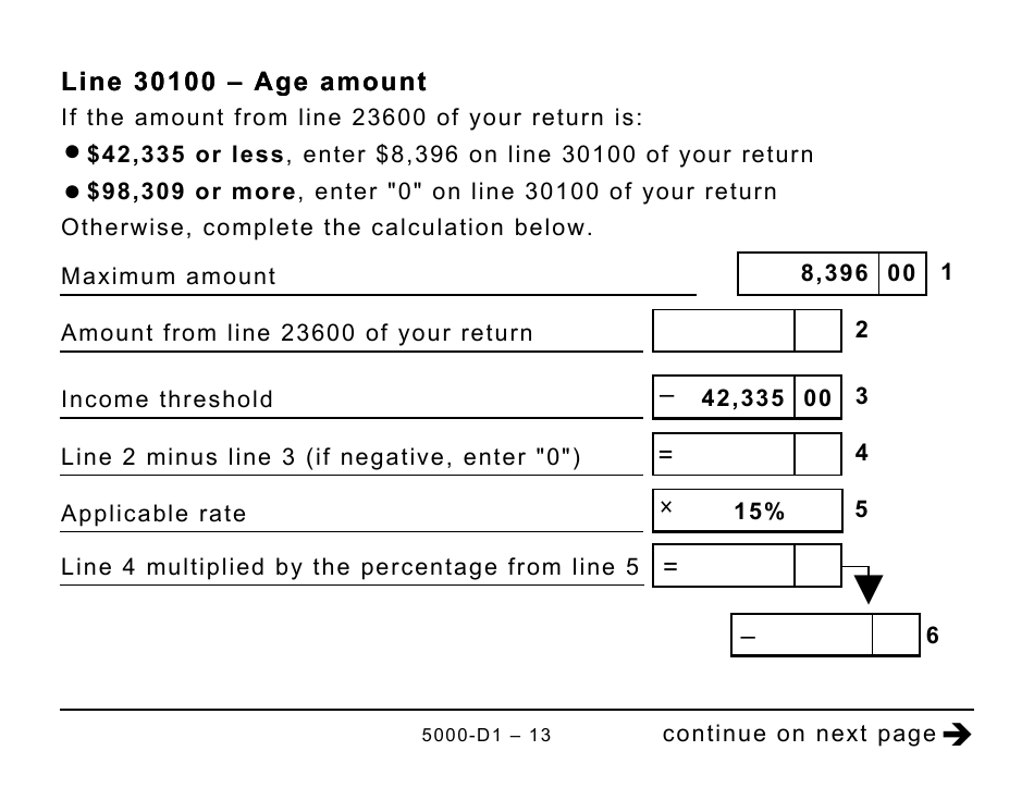 Form 5000-D1 Federal Worksheet - Large Print - Canada, Page 13
