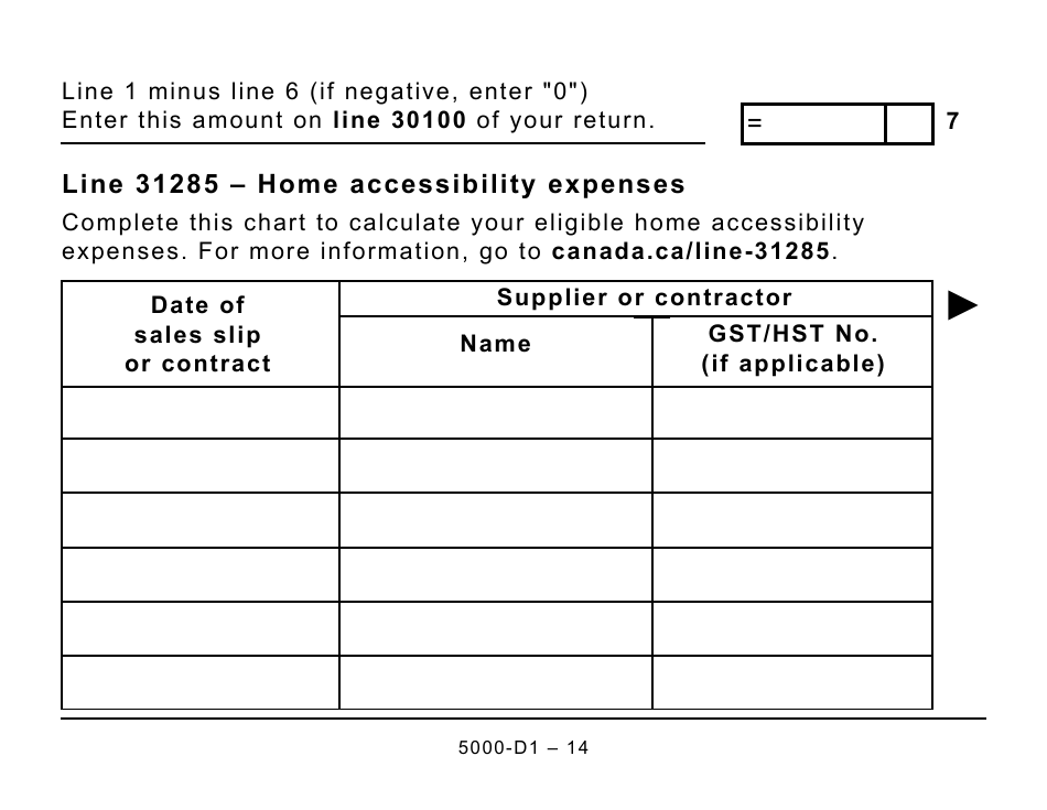 Form 5000-D1 Federal Worksheet - Large Print - Canada, Page 14