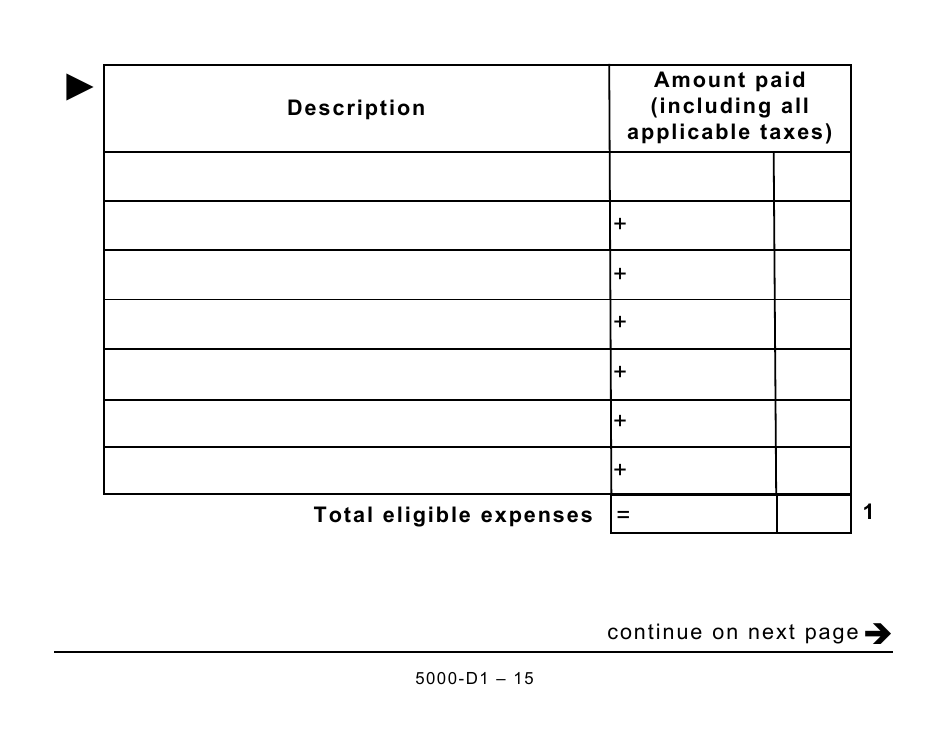 Form 5000-D1 Federal Worksheet - Large Print - Canada, Page 15