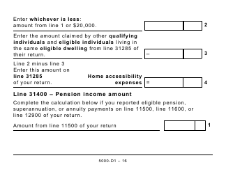 Form 5000-D1 Federal Worksheet - Large Print - Canada, Page 16