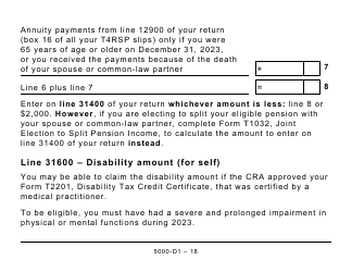 Form 5000-D1 Federal Worksheet - Large Print - Canada, Page 18