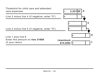 Form 5000-D1 Federal Worksheet - Large Print - Canada, Page 20